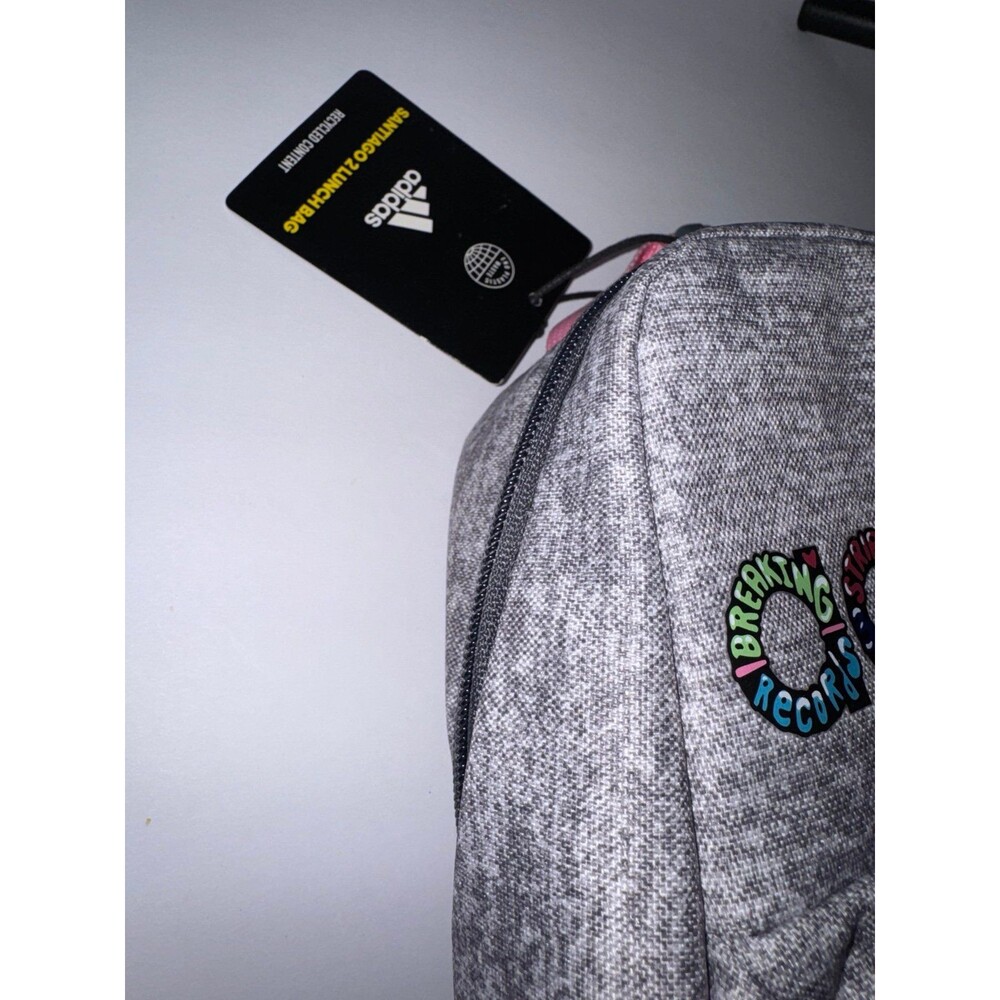 Adidas Santiago 2 Lunch Bag Jersey Grey Blue Pink 3 Stripes New B37 - Picture 2 of 9